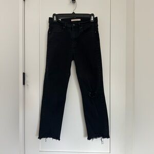 Distressed Black Levi’s 724 High Rise Straight Jeans
